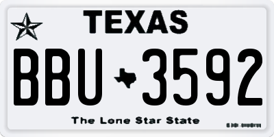 TX license plate BBU3592