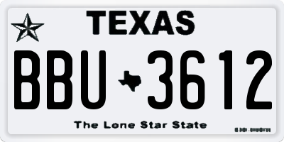 TX license plate BBU3612