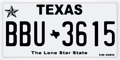 TX license plate BBU3615