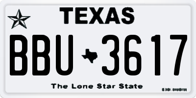 TX license plate BBU3617