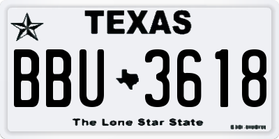 TX license plate BBU3618
