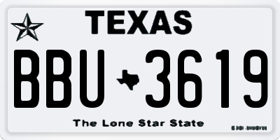 TX license plate BBU3619