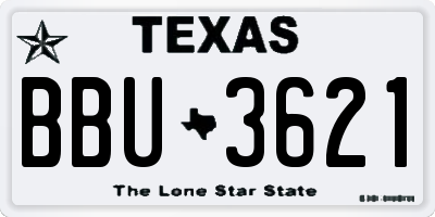 TX license plate BBU3621