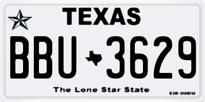 TX license plate BBU3629