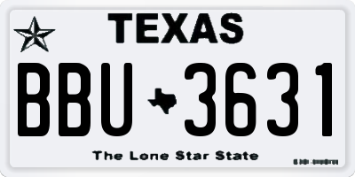 TX license plate BBU3631