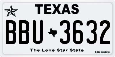 TX license plate BBU3632