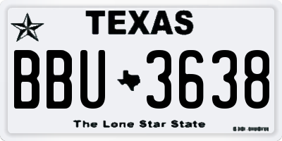 TX license plate BBU3638