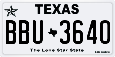 TX license plate BBU3640