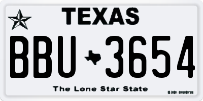 TX license plate BBU3654