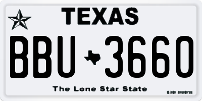 TX license plate BBU3660