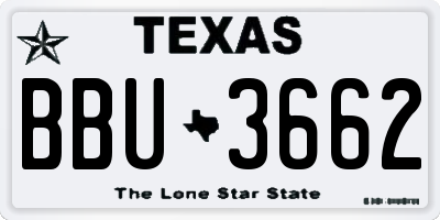 TX license plate BBU3662