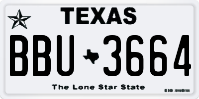 TX license plate BBU3664