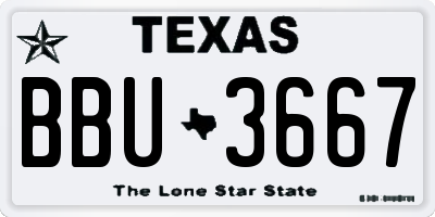TX license plate BBU3667