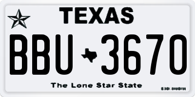 TX license plate BBU3670