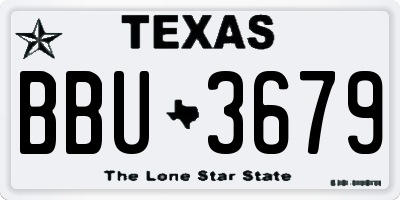 TX license plate BBU3679