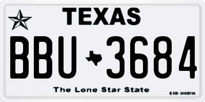 TX license plate BBU3684