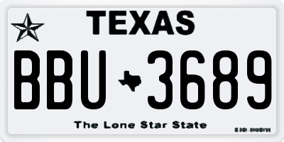 TX license plate BBU3689