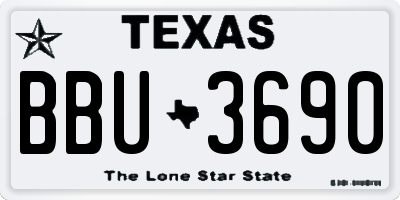 TX license plate BBU3690