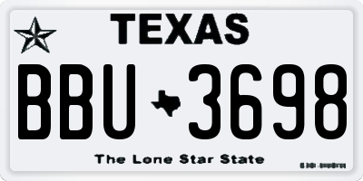 TX license plate BBU3698