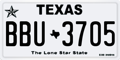TX license plate BBU3705