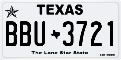 TX license plate BBU3721