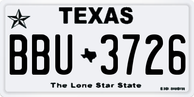 TX license plate BBU3726
