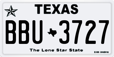 TX license plate BBU3727