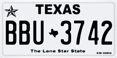 TX license plate BBU3742