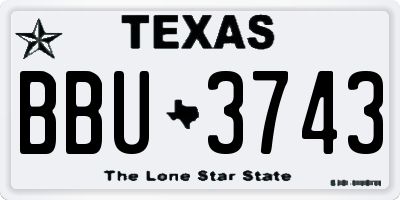 TX license plate BBU3743