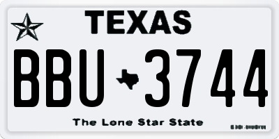 TX license plate BBU3744