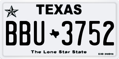 TX license plate BBU3752
