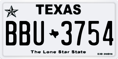 TX license plate BBU3754