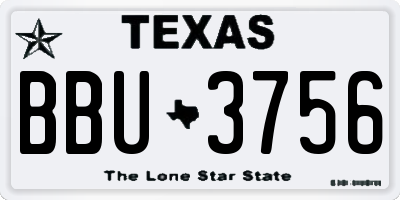 TX license plate BBU3756