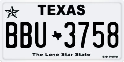 TX license plate BBU3758