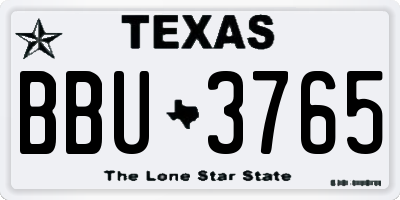 TX license plate BBU3765