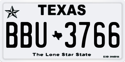 TX license plate BBU3766