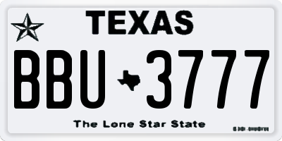 TX license plate BBU3777