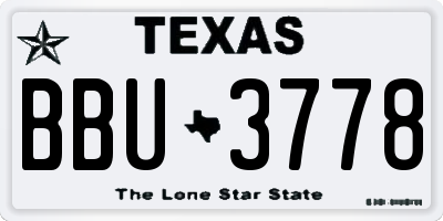 TX license plate BBU3778