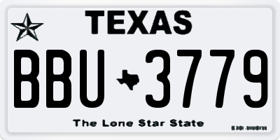 TX license plate BBU3779