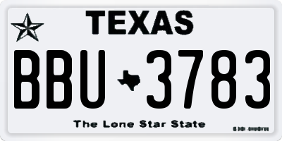 TX license plate BBU3783