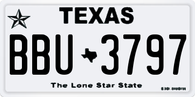 TX license plate BBU3797