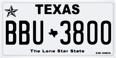 TX license plate BBU3800