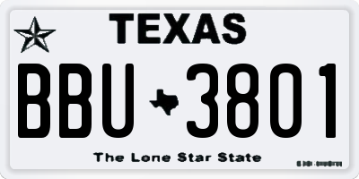 TX license plate BBU3801