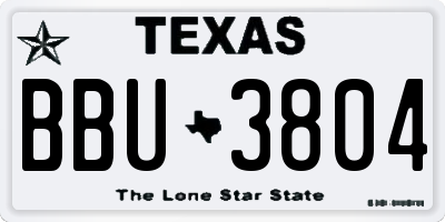 TX license plate BBU3804