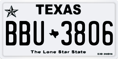 TX license plate BBU3806