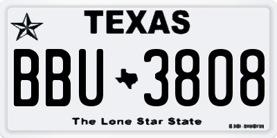 TX license plate BBU3808