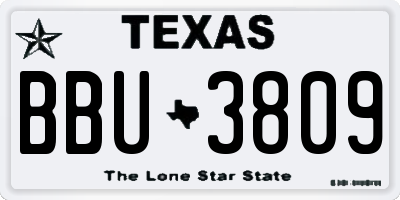 TX license plate BBU3809