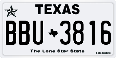 TX license plate BBU3816
