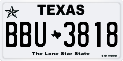 TX license plate BBU3818