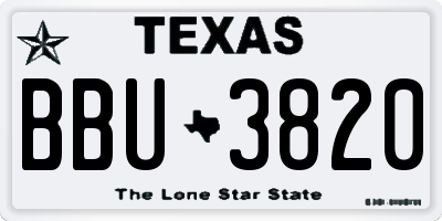 TX license plate BBU3820